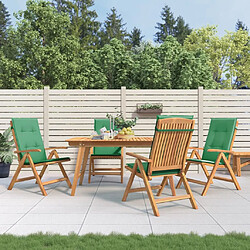 vidaXL Chaises de jardin inclinables lot de 4 et coussins - Bois teck
