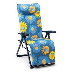 Solenny fauteuil pliant de jardin - Bleu et jaune fleuri