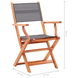 vidaXL Chaises pliables de jardin - Gris - Eucalyptus - Lot de 4 pas cher