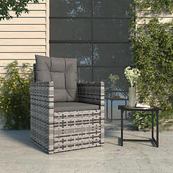 vidaXL Fauteuil de jardin avec coussins - Gris