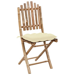 Avis vidaXL Chaises pliables jardin Bambou avec coussins - Lot de 2