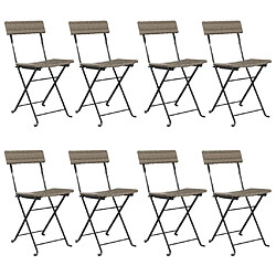 vidaXL Chaises de bistrot pliantes - Lot de 8 - Gris - Résine tressée