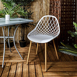 Toilinux Lot de 4 chaises d'extérieur Malaga en polypropylène - Blanc pas cher