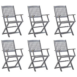 vidaXL Chaises pliables d'extérieur - Lot de 6, Gris