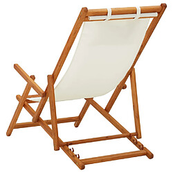 Acheter vidaXL Chaise pliable de plage - Bois d'eucalyptus solide et tissu Crème