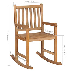 vidaXL Chaise à bascule avec coussin - Bois de teck solide pas cher