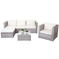 Avis Decoshop26 Salon de jardin résine tressée - Gris et crème