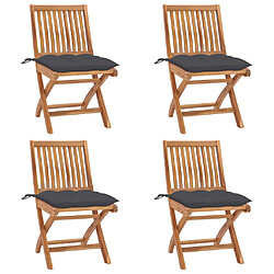 vidaXL Chaises pliables de jardin 4 pcs Teck