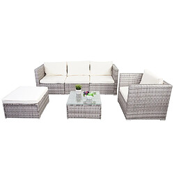 Acheter Decoshop26 Salon de jardin résine tressée - Gris et crème