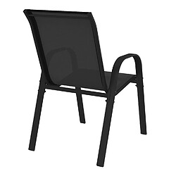Idmarket MARKET Chaises jardin LYMA - Lot de 4 - Métal Textilène Noir pas cher