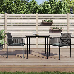 vidaXL Chaises de jardin et coussins - Lot de 2 - Noir Chaises de jardin - Résine tressée - Confort d'assise - Cadre en acier robuste