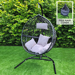 Monstershop Chaise Suspendue Rotin Noir
