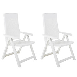 vidaXL Chaises inclinables de jardin lot de 2 Plastique Blanc