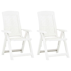 vidaXL Chaises inclinables - Ensemble de 2 - Plastique blanc