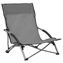 vidaXL Chaises plage pliantes - Lot de 2 - Tissu Gris