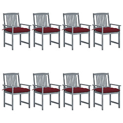 Vidaxl Chaises de jardin et coussins - Bois d'acacia gris (lot de 8)