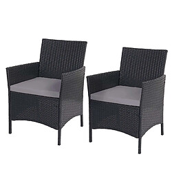 Decoshop26 Fauteuils de jardin en polyrotin - Anthracite