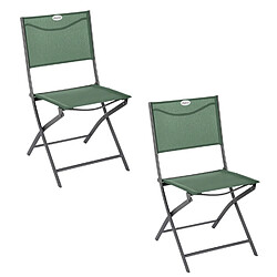 Hesperide Lot de 2 chaises de jardin pliables Modula - Vert Olive et Gris Graphite