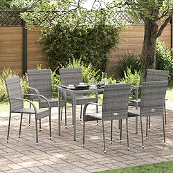 vidaXL Chaises empilables d'extérieur lot de 6 - Gris