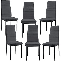 Decoshop26 Chaises Rembourrées Lot de 6 - Gris foncé