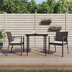vidaXL Chaises de jardin avec coussins marron - Lot de 2