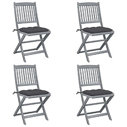 vidaXL Chaises pliables d'extérieur avec coussins - Lot de 4