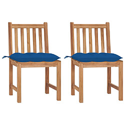 vidaXL Chaises de jardin avec coussins bois de teck - Lot de 2