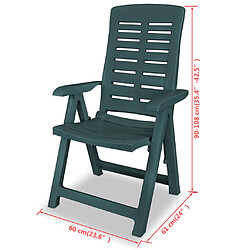 vidaXL Chaises inclinables jardin Plastique Vert - Lot de 2 pas cher