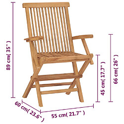 vidaXL Chaises pliables de jardin - Bois de teck solide pas cher