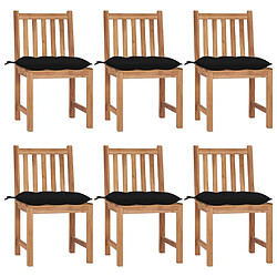 vidaXL Chaises de jardin lot de 6 avec coussins Bois de teck massif 