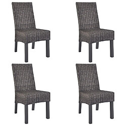 VidaXL Lot de 4 Chaises Rotin Kubu Marron