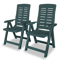 vidaXL Chaises inclinables jardin Plastique Vert - Lot de 2