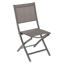 Toilinux Lot de 4 Chaises de jardin pliantes Essentia - Gris wengé et marron tonka
