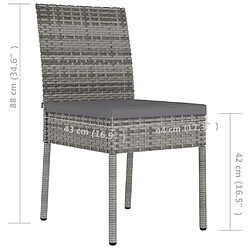 vidaXL Chaises de jardin - Lot de 4 - Résine tressée grise pas cher