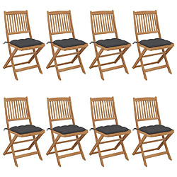 vidaXL Chaises pliables de jardin avec coussins anthracite