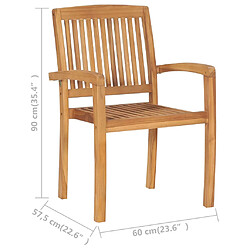 vidaXL Chaises de jardin empilables - Lot de 2 - Teck solide pas cher