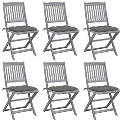 vidaXL Chaises pliables d'extérieur - Lot de 6 - Gris
