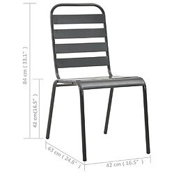 vidaXL Chaises d'extérieur - Lot de 4 - Gris foncé pas cher