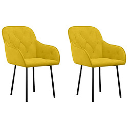 vidaXL Chaises à manger lot de 2 - Jaune Velours