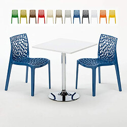 GRAND SOLEIL Table Carrèe Blanc + 2 Chaises