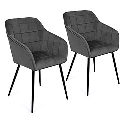 IDMARKET Chaises MADY - Velours Gris