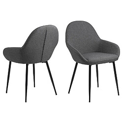 Toilinux Lot de 2 Chaises de salle à manger avec accoudoirs - Noir et Gris
