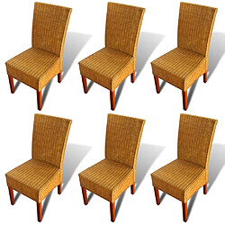 vidaXL Rotin Chaises lot de 6 marron