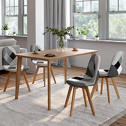 Idmarket 4 chaises scandinaves SARA - Motifs patchworks noirs, gris et blancs