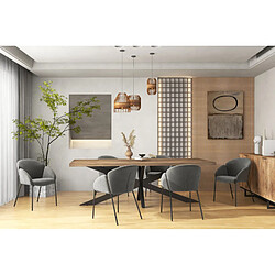 Moloo CANDICE - Fauteuil de table en tissu chevron Gris souris, métal noir(x2)