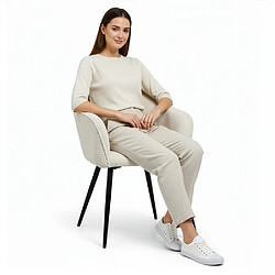 Avis ICONIK INTERIOR Chaise de salle à manger rembourrée en velours - Avrea Beige