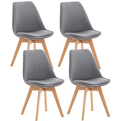 Decoshop26 Lot de 4 Chaises - Tissu Gris Clair Pieds Bois Chaises de salle à manger - Assise rembourrée - Piètement bois hêtre - Design stable et solide