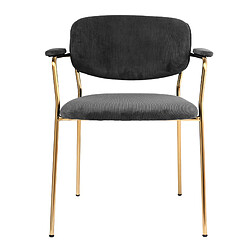 Moloo CLARA-Chaise en tissu cotelé Carbone et métal doré brossé(x2) pas cher