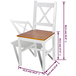 VidaXL - Lot de 4 chaises à manger en bois blanc pas cher