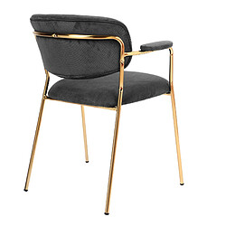 Avis Moloo CLARA-Chaise en tissu cotelé Carbone et métal doré brossé(x2)